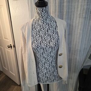 a.n.a. Cable Knit Cardigan Sweater Womens M Ivory Cottagecore Granola Pockets